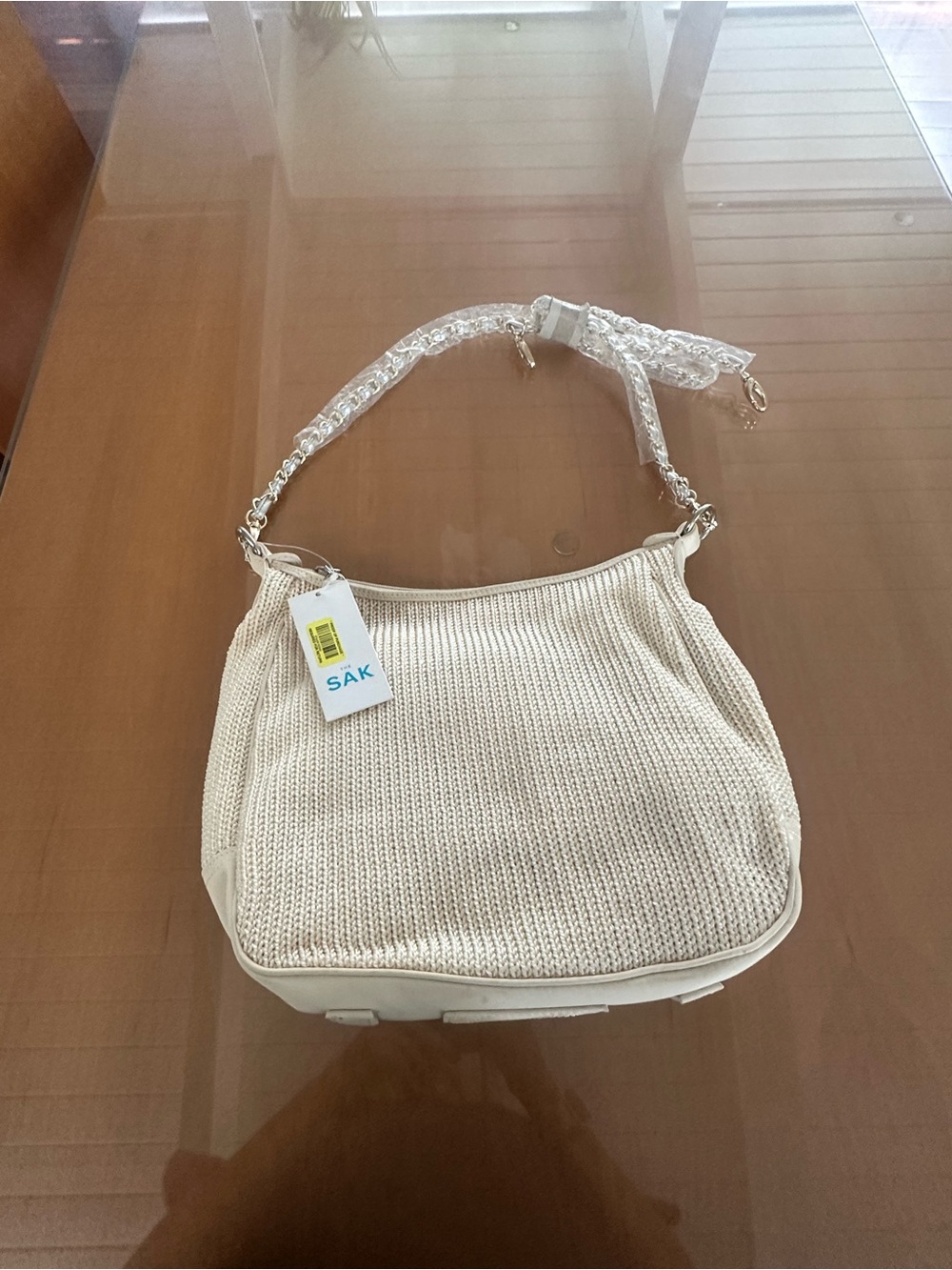 The Sak Cream Woven Hobo Bag